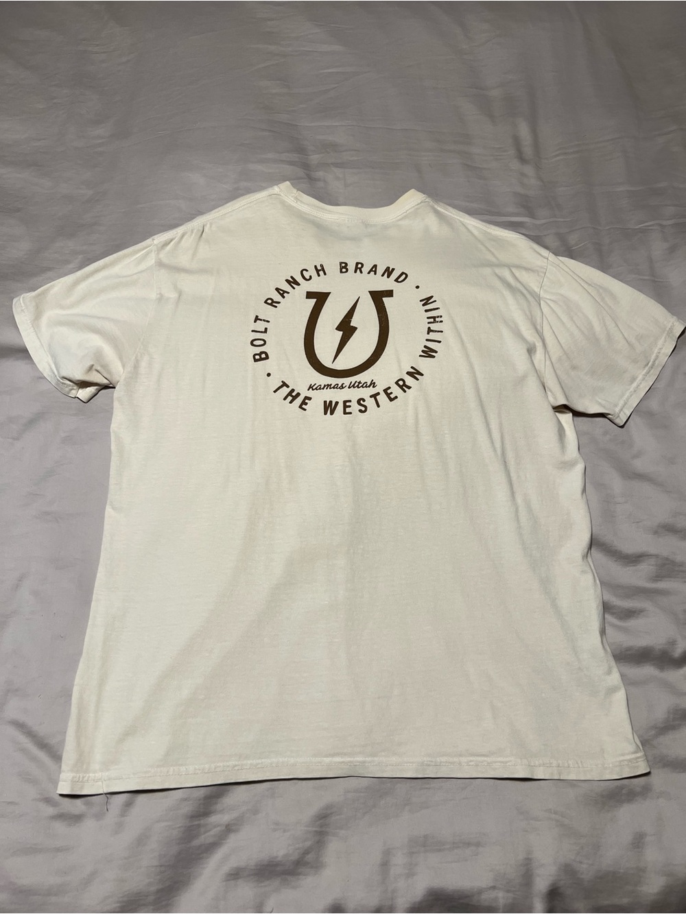 Bolt Ranch Brand Kamas Utah Graphic Tee Ivory XL